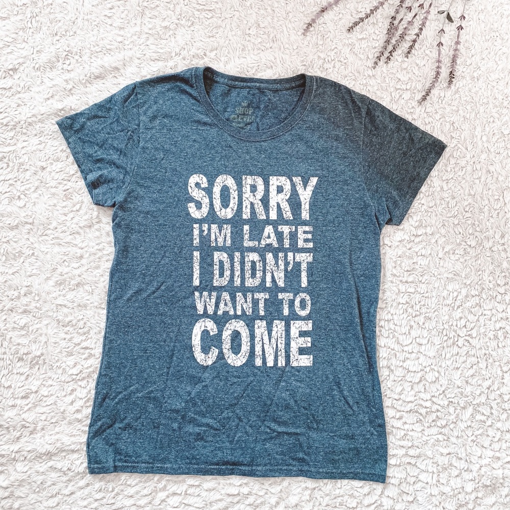 Gray shirt sleeve white lettering classic everyday t shirt